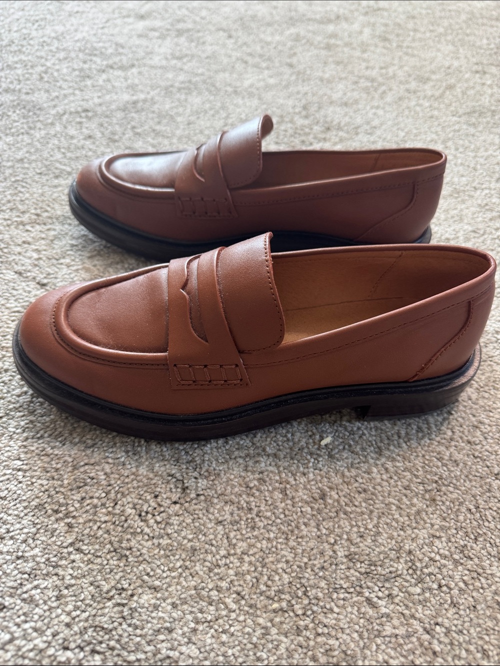 Madewell Women's Chestnut Brown Leather Penny Loafers